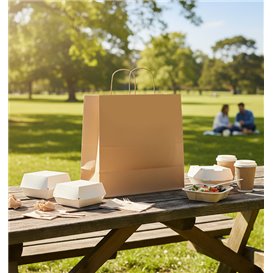 Tüten Papier Kraft mit Gedrehten Griffen 80 g/m² 26+17x26cm (250 Stück)