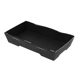 Schwarzes Sushi-Tablett aus Karton 12x6,2cm (600 Stück)
