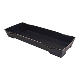 Schwarzes Sushi-Tablett aus Karton 22x9cm (600 Stück)