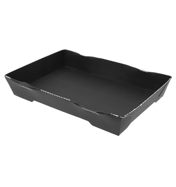 Schwarzes Sushi-Tablett aus Karton 16,5x11,5cm (600 Stück)