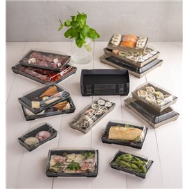 Schwarzes Sushi-Tablett aus Karton 16,5x11,5cm (50 Stück) Schwarzes Sushi-Tablett aus Karton 16,5x11,5cm (50 Stück)
