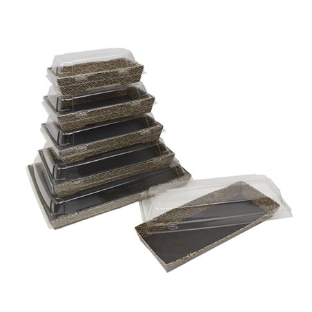 Waves Sushi-Kartonverpackung präsentiert mit Menü