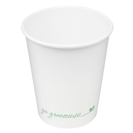 Weißer Pappbecher "Go Green" 8Oz/240ml Ø8,0cm (50 Stück)