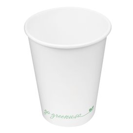 Weißer Pappbecher "Go Green" 9Oz/280ml  (1.000 Stück)