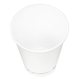Weißer Pappbecher "Go Green" 12Oz/360ml Ø9,0cm (50 Stück)