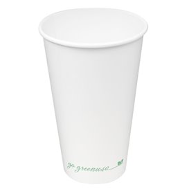 Weißer Pappbecher "Go Green" 16Oz/540ml Ø9,0cm (50 Stück)