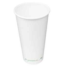 Weißer Pappbecher "Go Green" 20Oz/600ml Ø9,0cm (1.000 Stück)
