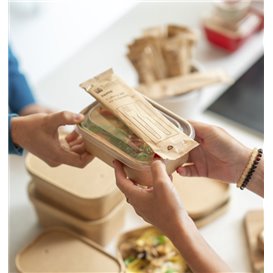 Papier-Besteck Set Gabel, Messer und Serviette (50 Stück)