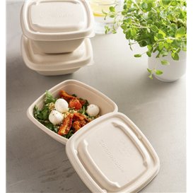 Deckel aus Zuckerrohr für Schüssel 13x13cm (50 Stück)