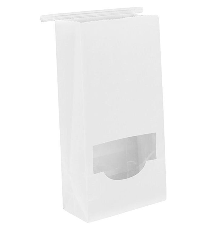 SOS-Tüte Weiß mit Verschluss und Fenster 12+6x23,5cm (1000 Stück)