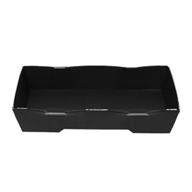Schwarzes Sushi-Tablett aus Karton 12x6,2cm (600 Stück)