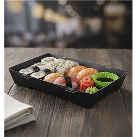 Schwarzes Sushi-Tablett aus Karton 16,5x11,5cm (400 Stück)