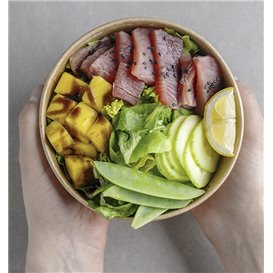 Suppenbecher To Go Kraft-Kraft Mit Deckel RPET 750ml Ø14,4cm (50 Stück)