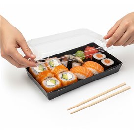 Deckel für Sushi Behälter rPET 21,5x13,5cm (50 Stück)