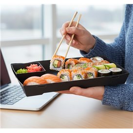 Sushi-Verpackungen Karton Schwarz 23,5x16cm (200 Stück)