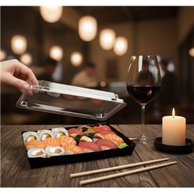 Deckel für Sushi- Verpackungen aus rPET 23,5x16cm (50 Stück)