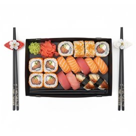 Sushi-Verpackungen Karton Schwarz 26x19cm (200 Stück)