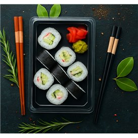 Deckel für Sushi- Verpackungen aus rPET 26x19cm (50 Stück)
