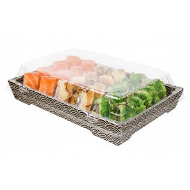 Deckel für Sushi Behälter rPET 18,5x12,5cm (50 Stück)