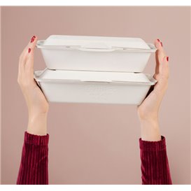 Menübox Zuckerrohr Weiß 32x15x6cm (50 Stück)