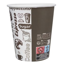 Kartonbecher ''Coffee Time'' 8Oz/240ml Ø8,0cm (1.000 Stück)