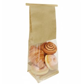 SOS-Papiertüte mit BOPP-Fenster und Verschluss 9+6x26cm (50 Stück)