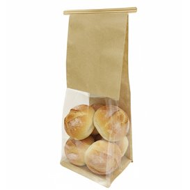 SOS-Papiertüte mit BOPP-Fenster und Verschluss 9+6x26cm (50 Stück)