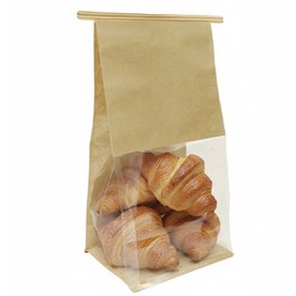 SOS-Papiertüte mit BOPP-Fenster und Verschluss 12+6x23,5cm (50 Stück)