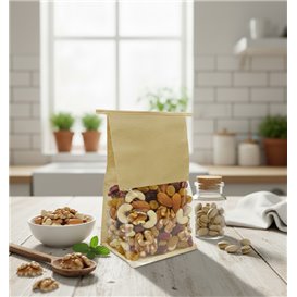 SOS-Papiertüte mit BOPP-Fenster und Verschluss 15+7x23cm (1000 Stück)