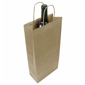 Flaschentragetaschen aus Papier Kraft 115g/m² 18+8x39cm (250 Stück)