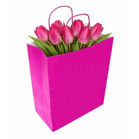 Fuchsia Papiertüte mit Henkeln 90g/m² 22+10x27cm (25 Stück)