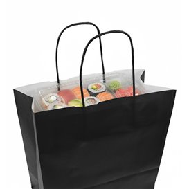 Papiertüten schwarz mit Henkeln 90g/m² 24x11x32cm (25 Stück)