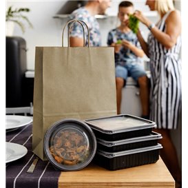 Papiertüten Kraft mit Henkeln 115g/m² 24+11x32cm (25 Stück)