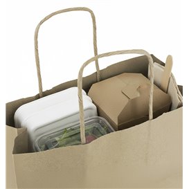 Papiertüten Kraft mit Henkeln 115g/m² 24+11x32cm (25 Stück)