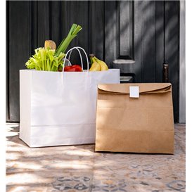 Tüten Papier Weiße mit Gedrehten Griffen 80 g/m² 32+16x26cm (250 Stück)