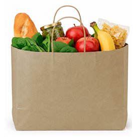 Tüten Papier Kraft mit Gedrehten Griffen 80 g/m² 32+16x26cm (25 Stück)