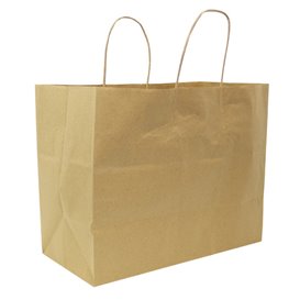Tüten Papier Kraft mit Gedrehten Griffen 80 g/m² 32+16x26cm (25 Stück)