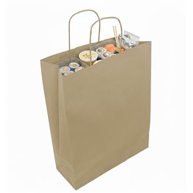 Papiertüten Kraft mit Henkeln 115g/m² 35+16x44cm (200 Stück)