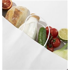 Papiertüten Kraft weiß mit Henkeln 110g/m² 42+16x49cm (250 Stück)