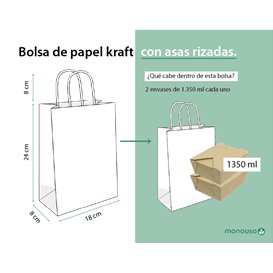 Papiertüten Kraft mit Henkeln 115g/m² 18+8x24cm (25 Stück)