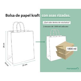 Tüten Papier Kraft mit Gedrehten Griffen 80 g/m² 22+10x28cm (25 Stück)