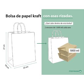 Papiertüten Kraft braun mit Henkeln 115g/m² 22+10x27cm (25 Stück)