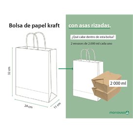 Papiertüten Kraft mit Henkeln 115g/m² 24+11x32cm (25 Stück)