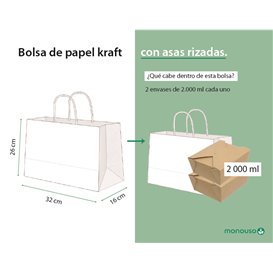 Tüten Papier Kraft mit Gedrehten Griffen 80 g/m² 32+16x26cm (25 Stück)