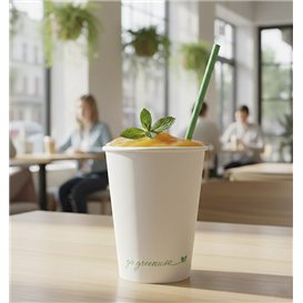 Weißer Pappbecher "Go Green" 12Oz/360ml Ø9,0cm (1.000 Stück)