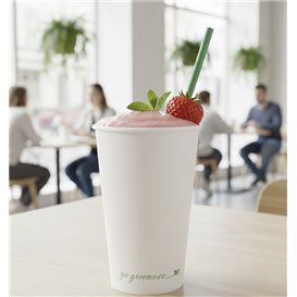 Weißer Pappbecher "Go Green" 16Oz/540ml Ø9,0cm (1.000 Stück)