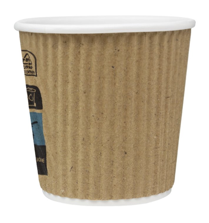 Riffelbecher aus Kraftpapier 4Oz/120ml Ø6,2cm (25 Stück)