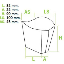 Kleiner Pommes Schütte Faltbox Verpackung 8,2x3,1x9cm (50 Einh.)