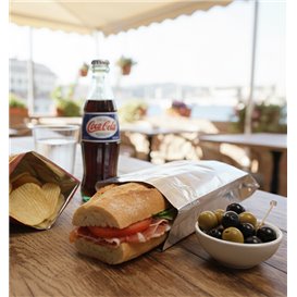 Papierbeutel für Baguette Antigraisse Aluminium 26+5x10,3cm (2000 Uds)