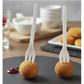 Kunststoff-CPLA Degustations-Mini-Gabel Weiße 100 mm (1000 Stück)